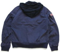 画像2: DENIM&SUPPLY ラルフローレン 星条旗 スウェットフード付き コットン×ナイロン フライトジャケット ナス紺 フェード L (2)