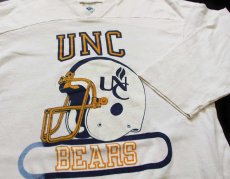 画像3: 80s USA製 UNC BEARS アメフト Vネック コットン フットボールTシャツ 生成り L (3)