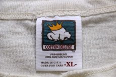 画像5: 90s USA製 ELK CAMP STAFF Rocky Mountain Elk Foundation ツートン ヘンリーネック コットンTシャツ 生成り×緑 XL (5)