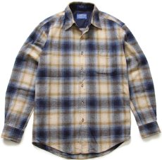 画像1: メキシコ製 PENDLETONペンドルトン SOLO SHIRT オンブレチェック ウールシャツ M (1)