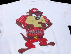 画像3: 90s USA製 Warner Bros LOONEY TUNES タズマニアンデビル HUSKERS スウェット 白 XL (3)