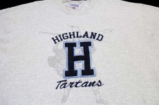 画像3: 90s USA製 HIGHLAND Tartans 刺繍&アップリケ スウェット 杢ライトグレー XL (3)