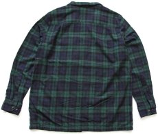 画像2: メキシコ製 PENDLETONペンドルトン BOARD SHIRT ブラックウォッチ タータンチェック ウール オープンカラーシャツ XL (2)