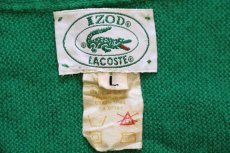 画像4: 80s USA製 IZOD LACOSTE ラコステ ワンポイント パール編み アクリルニット カーディガン 緑 L (4)