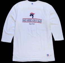 画像1: 80s USA製 RUSSELLラッセル Donald Trumpドナルド トランプ MAKE AMERICA GREAT AGAIN フットボールTシャツ★第45代アメリカ合衆国大統領 (1)