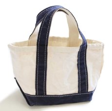 画像2: 00s USA製 L.L.Bean BOAT AND TOTE キャンバス トートバッグ 紺 ミニ (2)