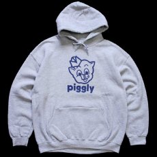 画像1: piggly wiggly マスコット 両面プリント スウェットパーカー 杢グレー L (1)