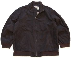 画像1: 00s L.L.Bean スタンドカラー Thinsulate 中綿入り チェックライナー フェイクスエード ジャケット 黒 M-REG (1)