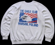 画像1: 80s Hanes THE EAGLE CLUB WARSAW,POLAND イーグル 星条旗 スウェット 白 L (1)