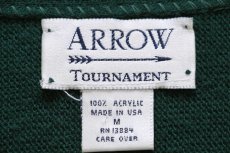 画像4: 90s USA製 ARROW 無地 パール編み アクリルニット カーディガン 緑 M (4)