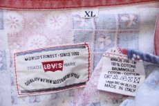 画像4: 90s イタリア製 Levi'sリーバイス パッチワーク柄×無地 切り替え コットンシャツ XL★ユーロ (4)