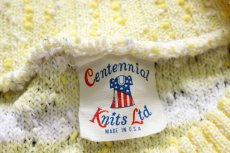 画像4: 80s USA製 Centennial Knits Ltd ランダムボーダー 編み柄 ニット セーター イエロー×ホワイト (4)