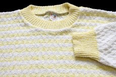 画像3: 80s USA製 Centennial Knits Ltd ランダムボーダー 編み柄 ニット セーター イエロー×ホワイト (3)