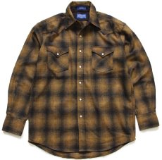 画像1: 00s メキシコ製 PENDLETONペンドルトン CANYON SHIRT オンブレチェック ウール ウエスタンシャツ M (1)