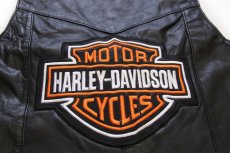 画像3: 90s HARLEY-DAVIDSON ハーレー ダビッドソン パッチ&HOGピンズ付き サイドレースアップ レザーベスト 黒 L (3)