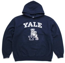 画像1: 00s YALE ハンサム ダン ブルドッグ スウェットパーカー 紺 L (1)