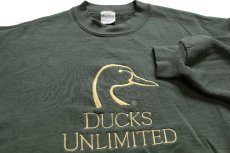 画像3: 90s USA製 DUCKS UNLIMITED ロゴ刺繍 スウェット グリーン M (3)