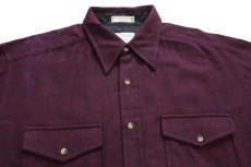 画像3: PENDLETONペンドルトン OUTDOOR SHIRT 無地 ウールシャツ 赤紫×濃紺 ミックス (3)