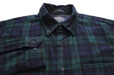 画像3: メキシコ製 PENDLETONペンドルトン FIRESIDE BLACK WATCH TARTAN ブラックウォッチ タータンチェック ボタンダウン ウールシャツ L (3)