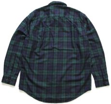 画像2: メキシコ製 PENDLETONペンドルトン FIRESIDE BLACK WATCH TARTAN ブラックウォッチ タータンチェック ボタンダウン ウールシャツ L (2)