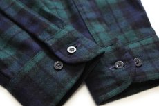 画像6: メキシコ製 PENDLETONペンドルトン FIRESIDE BLACK WATCH TARTAN ブラックウォッチ タータンチェック ボタンダウン ウールシャツ L (6)