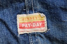 画像5: 50s USA製 PENNEY'S PAYDAY ダメージ リペア インディゴ デニム オーバーオール w44 (5)