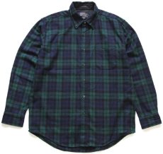 画像1: メキシコ製 PENDLETONペンドルトン FIRESIDE BLACK WATCH TARTAN ブラックウォッチ タータンチェック ボタンダウン ウールシャツ L (1)