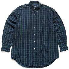 画像1: 00s ラルフローレン BIG SHIRT ブラックウォッチ タータンチェック ポケット付き ボタンダウン オックスフォード コットンシャツ (1)