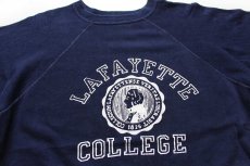 画像3: 70s USA製 LAFAYETTE COLLEGE フロッキープリント スウェット 紺 (3)