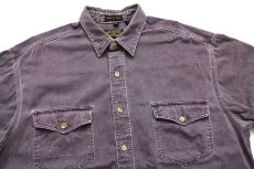 画像3: 90s USA製 EddieBauerエディーバウアー Elkhorn Twill コットンツイルシャツ 紫 フェード XL (3)