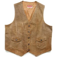 画像1: 70s Levi'sリーバイス スエード レザーベスト 薄茶 XL (1)