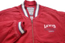 画像3: 90s Levi'sリーバイス ロゴ刺繍 キルティングライナー コットン キャンバス ジャケット 薄赤 (3)