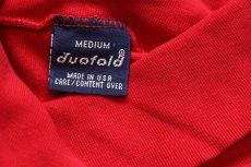 画像4: 90s USA製 duofold 無地 タートルネック コットン 長袖Tシャツ 赤 M (4)