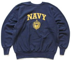 画像1: 90s USA製 NAVY U.S.NAVAL ACADEMY リバースウィーブ スウェット 紺 XXL★特大 (1)