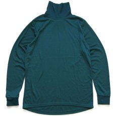 画像1: 90s USA製 polarmax 無地 タートルネック ポリエステル 長袖Tシャツ 緑 L-M (1)