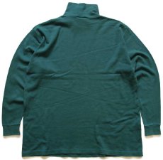 画像2: 90s USA製 NorthWest Passage 無地 タートルネック コットン 長袖Tシャツ 深緑 XL (2)