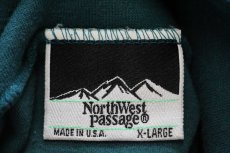 画像5: 90s USA製 NorthWest Passage 無地 タートルネック コットン 長袖Tシャツ 深緑 XL (5)