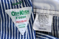 画像6: 80s USA製 OSHKOSH B'GOSH エプロン付き ダブルニー ヒッコリー ストライプ オーバーオール w38 L34 (6)