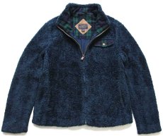 画像1: PENDLETONペンドルトン ハイネック パイル フリースジャケット 紺緑 M (1)