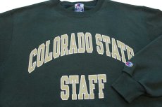 画像3: 90s USA製 Championチャンピオン COLORADO STATE STAFF ひび割れプリント スウェット ペンキ飛び 緑 XL (3)