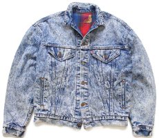 画像1: 80s USA製 Levi'sリーバイス 57529 チェック ネルライナー ケミカルウォッシュ デニムジャケット 4ポケット★アシッド (1)