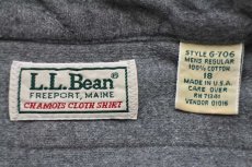 画像4: 80s USA製 L.L.Bean CHAMOIS CLOTH SHIRT 無地 コットン シャモアクロスシャツ グレー 18 (4)