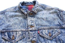 画像3: 80s USA製 Levi'sリーバイス 57529 チェック ネルライナー ケミカルウォッシュ デニムジャケット 4ポケット★アシッド (3)