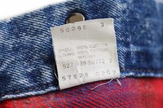 画像7: 80s USA製 Levi'sリーバイス 57529 チェック ネルライナー ケミカルウォッシュ デニムジャケット 4ポケット★アシッド (7)