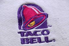 画像4: 90s USA製 TACO BELL タコベル ロゴ刺繍 リブライン スウェット 杢ホワイト XL (4)