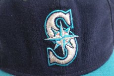 画像5: 90s USA製 NEW ERA MLB Seattle Mariners 刺繍 ウール ベースボールキャップ 紺 7 1/4 (5)