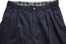 画像4: 90s USA製 ポロ ラルフローレン THE CLASSIC GOLF PANT ツータック コットン チノパン ナス紺 w34 (4)