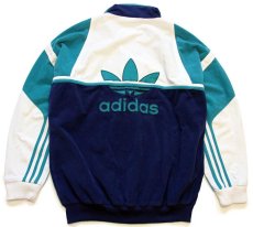 画像2: 90s adidasアディダス トレフォイル マルチカラー 切り替え ハイネック ベロア トラックジャケット M★ジャージ (2)