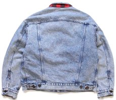 画像2: 80s USA製 Levi'sリーバイス 70417 バッファローチェック ネルライナー ケミカルウォッシュ デニムジャケット 4ポケット L★アシッド (2)