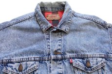 画像3: 80s USA製 Levi'sリーバイス 70417 バッファローチェック ネルライナー ケミカルウォッシュ デニムジャケット 4ポケット L★アシッド (3)